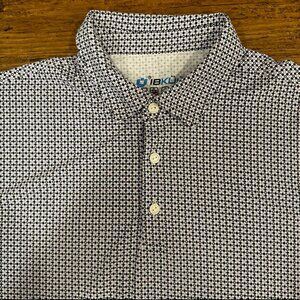 IBKUL Purple Polka Dot Circles Performance Long Sleeve Golf Polo Shirt Men's 2XL